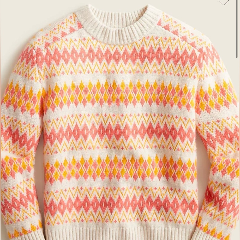 J. Crew 100% Cashmere Women's Sweater - Pink, Yellow, Cream Geometric Design - Picture 3 of 12